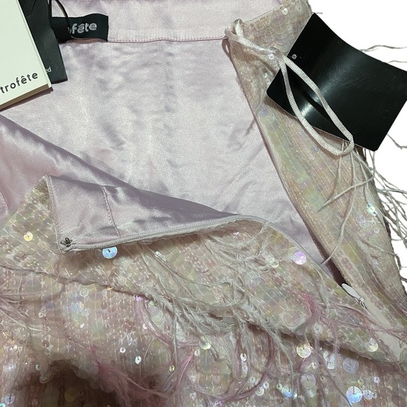 Retrofete Athena Feather Sequin Pink Mini Skirt XL New NWT Festival Party Y2K - Picture 9 of 13